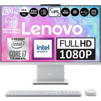 Lenovo IdeaCentre 24IRH F0HN0056TRF13 Dahili UHD Graphics Intel Core i7 13620H 64 GB Ram DDR5 256 GB SSD 23.8 inç Full HD Freedos All In One Bilgisayar + Zetta Flash Bellek