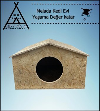 Melada 50x50x35 cm Dikdörtgen Su Geçirmez Dış Mekan Kedi Evi Ahşap Rengi