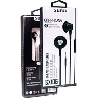 Sunix Sx-106 Mikrofonlu 3.5 Mm Jak Kablolu Kulaklık Siyah