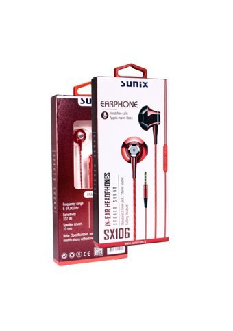 Sunix Sx-106 Mikrofonlu 3.5 Mm Jak Kablolu Kulaklık Kırmızı
