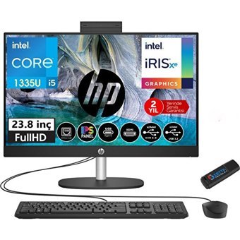 Hp ProOne 240 G10 88T2W5ESW21 Dahili Iris Xe Graphics Intel Core i5 1335U 64 GB Ram 256 GB SSD 23.8 inç Full HD Windows 11 Home All In One Bilgisayar + Zetta Flash Bellek