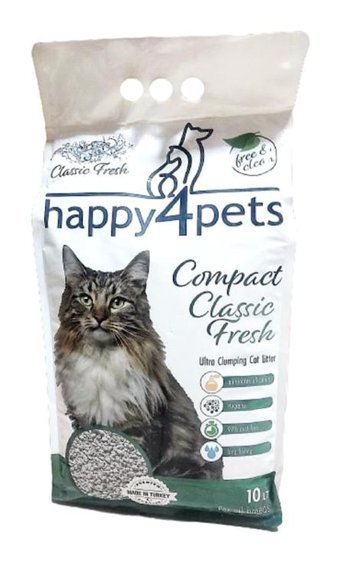 Happy4pets Topaklanan İnce Taneli Bentonit Kedi Kumu 10 kg