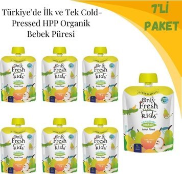 Only Fresh Soğuk Sıkım Tahılsız Glutensiz Organik Armutlu Kaşık Maması 7x90 gr