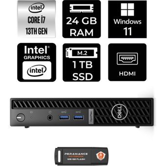 Dell Optiplex 7010MFF N018O7010MFFP373 Dahili Intel UHD Graphics 770 Intel Core i7 13700T 24 GB 1 TB Windows 11 Home Mini Pc + Per4 USB Flash Bellek