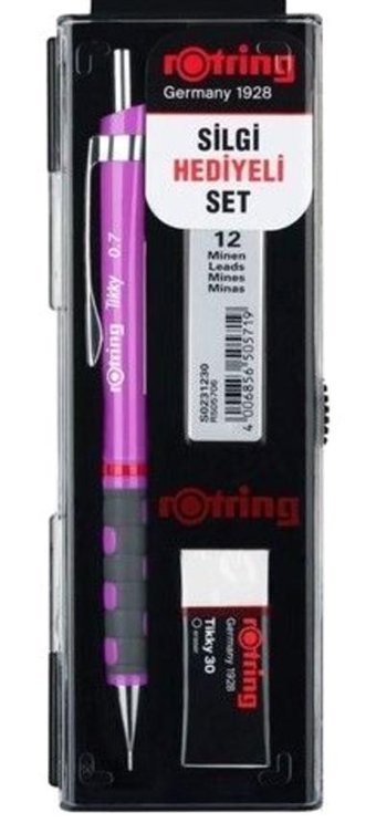 Rotring Tikky Silgili Krom Metalik Mor 0.7 mm Versatil Kalem