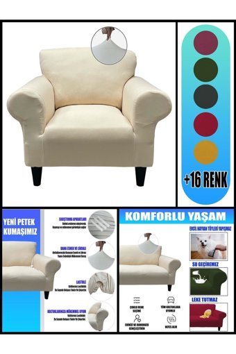 Kılıfsan Pamuklu - Polyester Süngersiz Petek Desenli Giydirmeli Bej Tekli Koltuk Örtüsü 140 cm