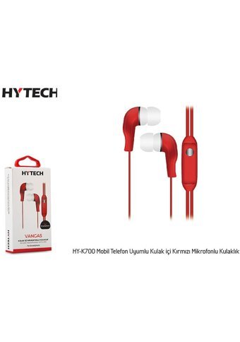 Hytech Hy-K700 Silikonlu Mikrofonlu 3.5 Mm Jak Kablolu Kulaklık Kırmızı