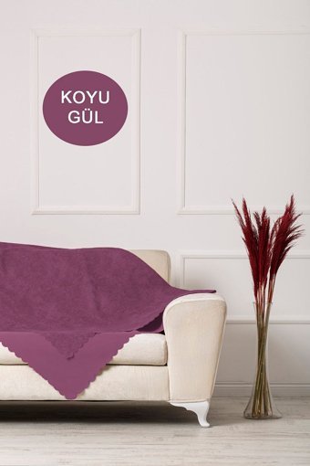 Velerde Home Vessel Pamuklu - Polyester Polar Süngersiz Düz Pembe Tekli Koltuk Örtüsü 180x215 cm