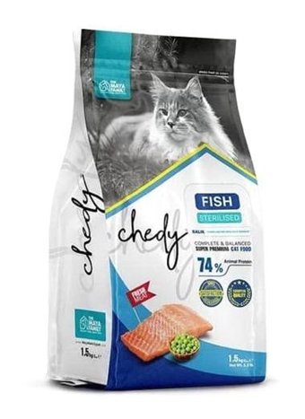 Chedy Somonlu Kısırlaştırılmış Az Tahıllı Yetişkin Kuru Kedi Maması 1.5 kg