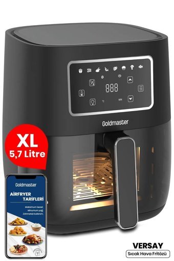 Goldmaster Versay XL Airfryer 5.7 lt Yağsız Siyah Sıcak Hava Fritözü