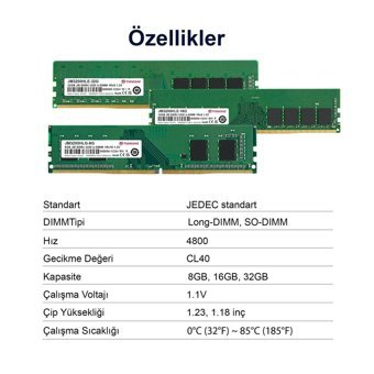 Transcend JM4800ALE 32 GB DDR5 1x32 4800 MHz Ram