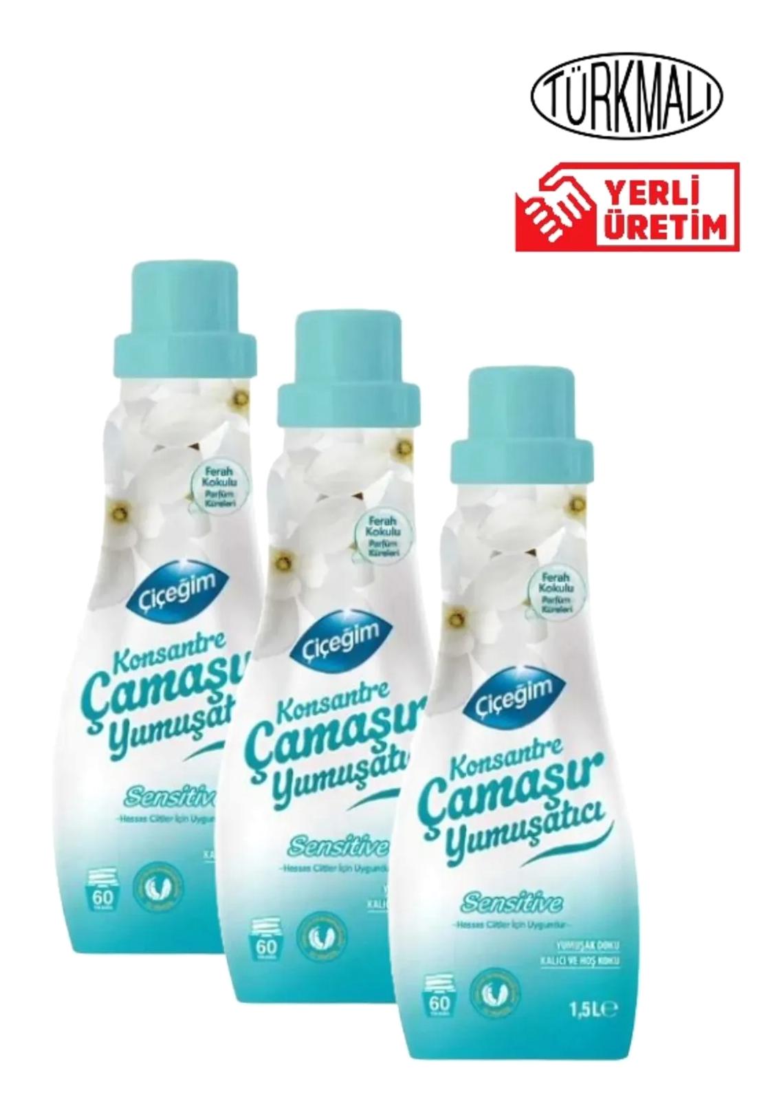 Çiçeğim Sensitive Konsantre Parfüm 180 Yıkama Yumuşatıcı 3x1.44 lt