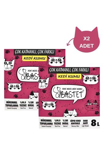 Bastet Natural Bastet Topaklanan İnce Taneli Bentonit Kedi Kumu 2x8 lt