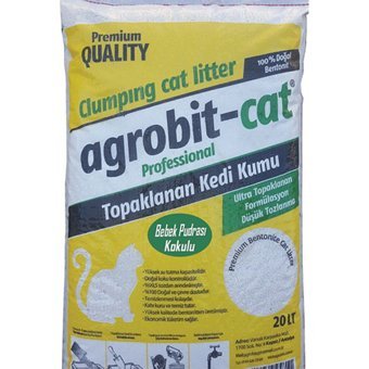 Agrobit Cat Bebek Pudrası Kokulu Topaklanan İnce Taneli Bentonit Kedi Kumu 20 lt