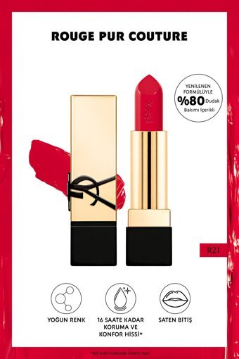 Yves Saint Laurent Rouge Pur Couture R21 Kalıcı Saten Krem Lipstick Ruj