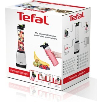 Tefal On The Go 600 ml Plastik Hazneli 4 Bıçaklı Kişisel Mini Mataralı Blender Gri