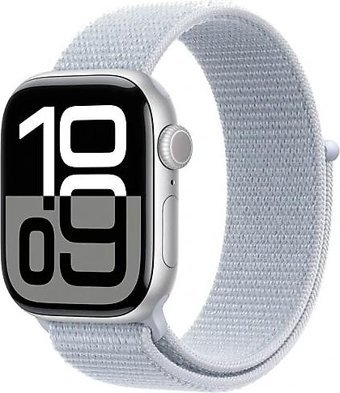 Apple Watch Series 10 GPS WatchOS Su Geçirmez 42 mm Gümüş Alüminyum Kasa ve Bulut Mavisi Spor Loop Kordon Dikdörtgen Unisex Akıllı Saat