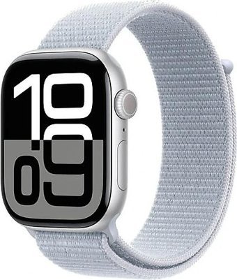 Apple Watch Series 10 GPS + Cellular WatchOS Su Geçirmez 46 mm Gümüş Alüminyum Kasa ve Bulut Mavisi Spor Loop Kordon Dikdörtgen Unisex Akıllı Saat