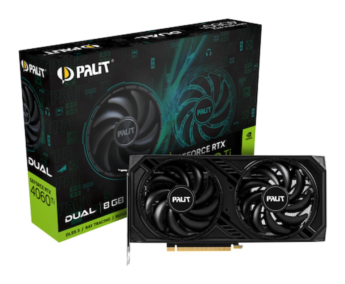 Palit Dual RTX 4060 Tİ 8 GB GDDR6 PCI-Express 4.0 DirectX 12 Ultimate 2 Fanlı 128 Bit Masaüstü NVIDIA Ekran Kartı