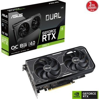 Asus Dual RTX 3060 Tİ OC 8 GB GDDR6 PCI-Express 4.0 DirectX 12 Ultimate 2 Fanlı 256 Bit Masaüstü NVIDIA Ekran Kartı