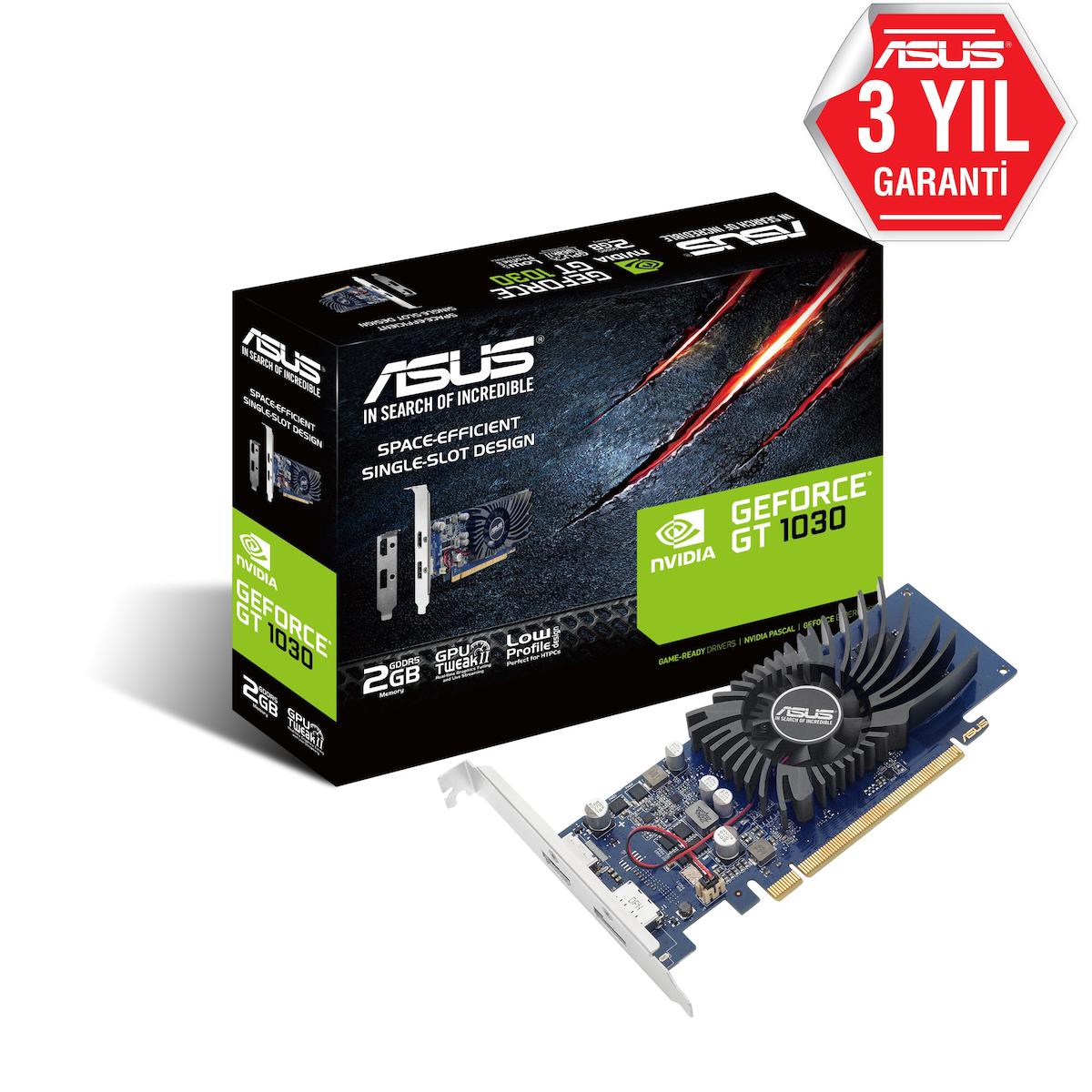 Asus GT 1030 LP 2 GB GDDR5 PCI-Express 3.0 DX 12 1 Fanlı 64 Bit Masaüstü NVIDIA Ekran Kartı