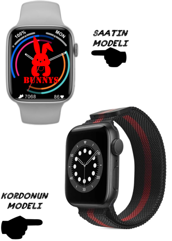 Bunnys Watch 8 Pro Android 45 mm Silikon Kordon Kare Unisex Akıllı Saat Gri