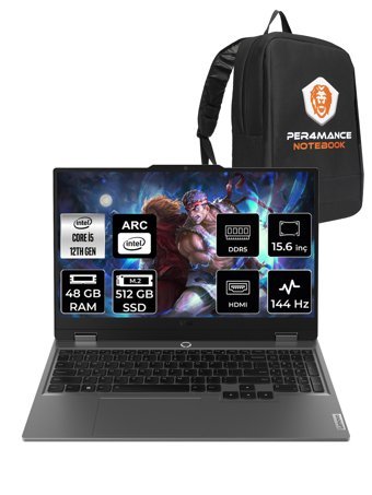 Lenovo LOQ 15IAX9I 83FQ000UTR Harici Intel UHD Graphics Intel Core i5 12450HX 48 GB Ram 512 GB SSD 15.6 inç Full HD FreeDos Laptop + PER4 Çanta