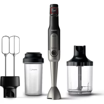 Philips Viva Collection ProMix 1000 ml Plastik Hazneli Turbolu Çift Bıçaklı 3'lü Mini El Blender Siyah