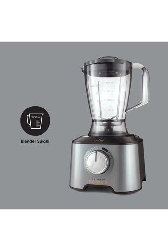 Karaca Mastermaid Power Multifunctional 10 in 1 1500 ml Plastik Hazneli 4 Bıçaklı 10'lu Blender Seti Gri