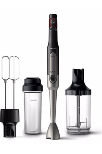 Philips Promix 500 ml Plastik Hazneli Turbolu Çift Bıçaklı Kişisel 4'lü Mini El Blender Siyah