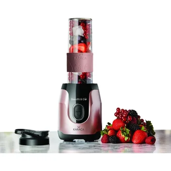 Karaca Blendfit Go 600 ml Plastik Hazneli Buz Kırıcılı 4 Bıçaklı Kişisel Tekli Mini Smoothie Blender Rose Gold