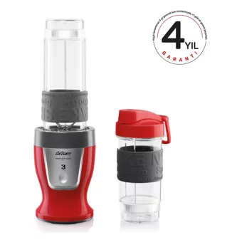 Arzum Shake’N Take AR1032 570 ml Plastik Hazneli Çift Bıçaklı Kişisel Tekli Mini Smoothie Blender Kırmızı