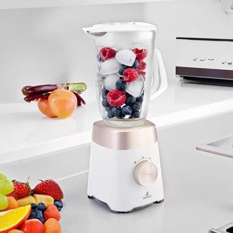 Karaca Multiblend 1500 ml Cam Hazneli Buz Kırıcılı Turbolu 4 Bıçaklı Tekli Smoothie Blender Krem