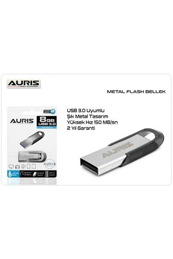 Auris Mini USB 3.0 Usb Type-A 8 GB Flash Bellek Gümüş