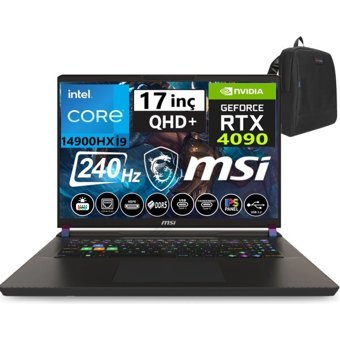 MSI Vector 17 HX VictusA1YU5E22 Harici GeForce RTX 4090 Intel Core i9 14900HX 24 GB DDR5 Ram 1 TB SSD 17 inç QHD+ Windows 11 Home Oyuncu Laptop + Weblegelsin Çanta