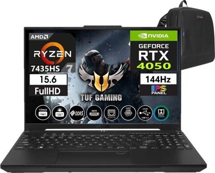 Asus Tuf Gaming A15 7435HS FA507NUR-LP03519 Harici GeForce RTX 4050 AMD Ryzen 7 7435HS 16 GB Ram 2 + 2 TB SSD 15.6 inç Full HD Windows 11 Home Oyuncu Laptop + Zetta Çanta