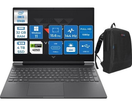 HP Victus Gaming A0BH2EAWH16 Harici GeForce RTX 4050 Intel Core i5 13420H 32 GB Ram 4 TB SSD 15.6 inç Full HD Windows 11 Home Oyuncu Laptop + Zetta Çanta