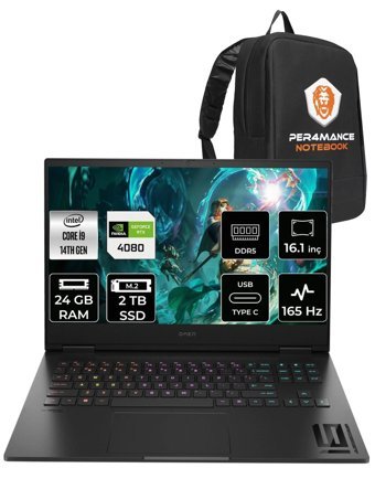 HP Omen 16 9J2A5EA Harici GeForce RTX 4080 Intel Core i9 14900HX 24 GB Ram 2 + 2 TB SSD 16.1 inç Full HD FreeDos Oyuncu Laptop + PER4 ÇANTA