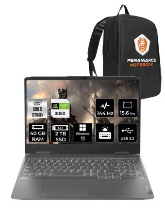 Lenovo LOQ 15IRH8 82XV00WYTX Harici GeForce RTX 3050 Intel Core i5 12450H 40 GB Ram 2 + 2 TB SSD 15.6 inç Full HD Windows 11 Pro Oyuncu Laptop + PER4 Çanta