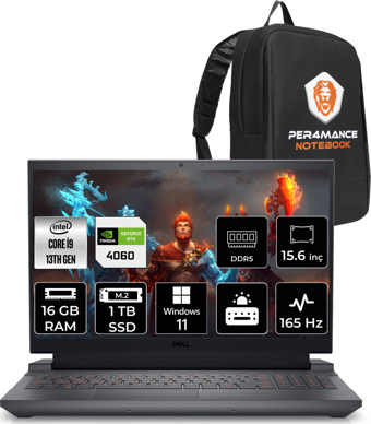 Dell Gaming G15 5530 G155530016WH Harici GeForce RTX 4060 Intel Core i9 13900HX 16 GB Ram 1 TB SSD 15.6 inç Full HD Windows 11 Pro Oyuncu Laptop + PER4 Çanta