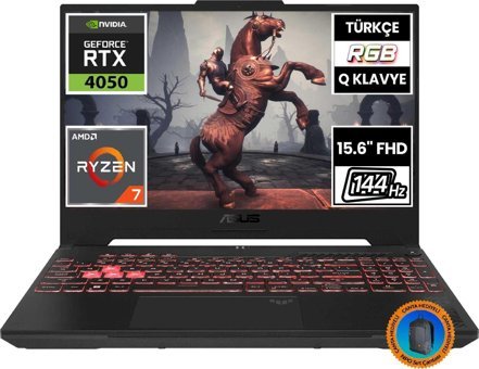 Asus Tuf Gaming A15 FA507NU-LP030A11 Harici GeForce RTX 4050 AMD Ryzen 7 7735HS 64 GB Ram 2 + 2 TB SSD 15.6 inç Full HD FreeDos Oyuncu Laptop