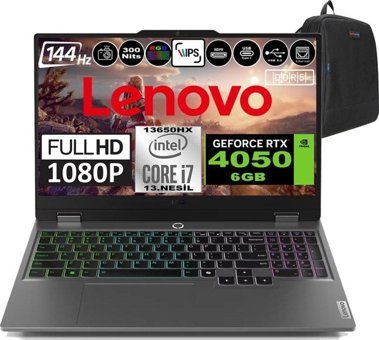 Lenovo LOQ 15IRX9 83DV00G7TRP06 Harici GeForce RTX 4050 Intel Core i7 13650HX 32 GB DDR5 Ram 1 TB SSD 15.6 inç Full HD Windows 11 Pro Oyuncu Laptop