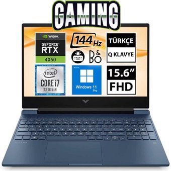 HP Victus 15-FA1018NT 7N9U6EA06 Harici GeForce RTX 4050 Intel Core i7 13700H 32 GB Ram 1 TB SSD 15.6 inç Full HD Windows 11 Pro Oyuncu Laptop