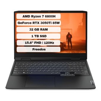 Lenovo Ideapad Gaming 3 15ARH7 82SB00X6TX32 Harici GeForce RTX 3050 Tİ AMD Ryzen 7 6800H 32 GB Ram 1 TB SSD 15.6 inç Full HD FreeDos Oyuncu Laptop