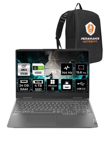 Lenovo LOQ 15IRH8 82XV00HLTX Harici GeForce RTX 4050 Intel Core i5 12450H 24 GB Ram 4 TB SSD 15.6 inç Full HD Windows 11 Home Oyuncu Laptop + PER4 Çanta