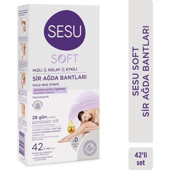 Sesu Hızlı & Kolay & Etkili Soft Hassas Ciltler Hipoalerjenik 42 Adet Tüm Vücut Ağda Bandı