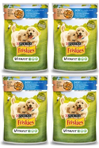 Friskies Vitafit Havuçlu-Tavuklu Parça Etli Yavru Yaş Köpek Maması 100 gr 4'lü