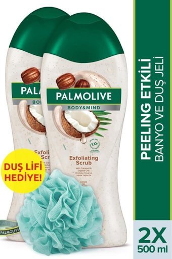 Palmolive Body & Mind Exfoliating Scrub Hindistan Cevizi Duş Jeli 2x500 ml