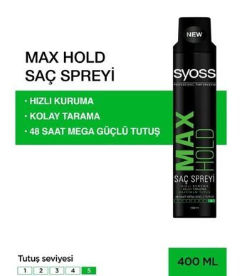 Syoss Max Hold Islak Görünüm Keratinli Ekstra Güçlü Saç Spreyi 400 ml