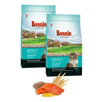 Bonnie Somonlu Tahıllı Yetişkin Kuru Kedi Maması 2x1.5 kg